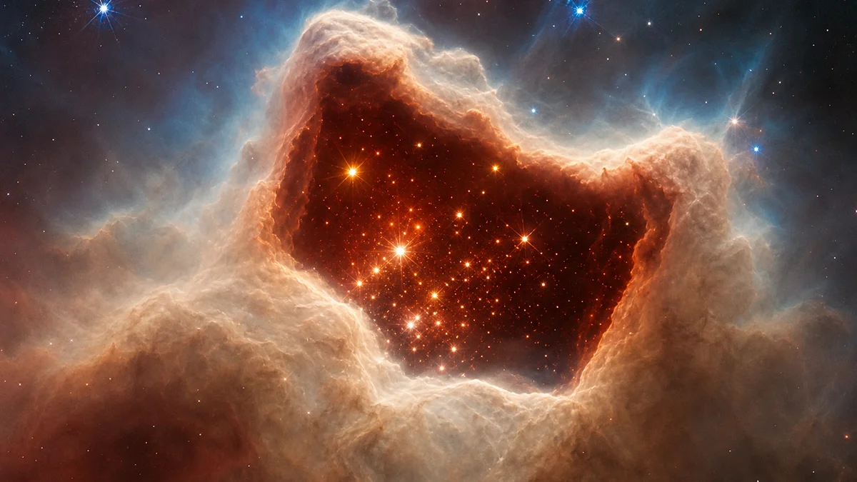 Carina Nebula Treasure Chest: JWST Finds 70 Baby Stars