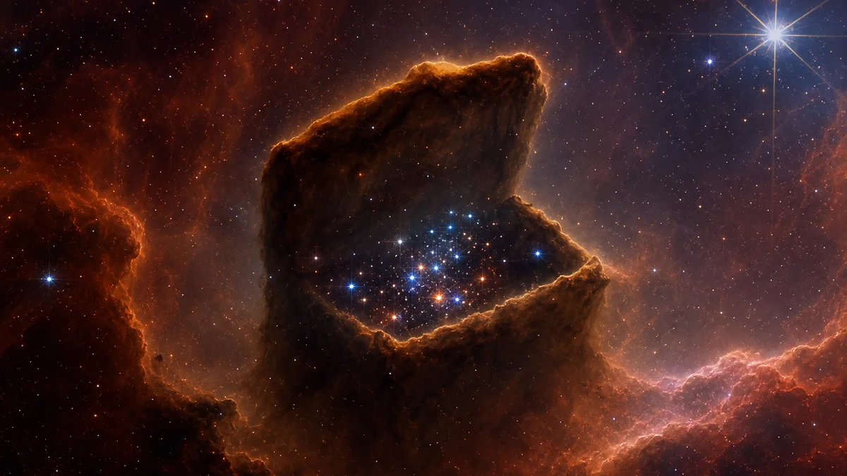 Carina Nebula Treasure Chest: JWST Finds 70 Baby Stars